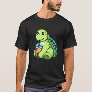 Turtle Drinking Bubble Tea Cute Animals with Boba T Shirt
