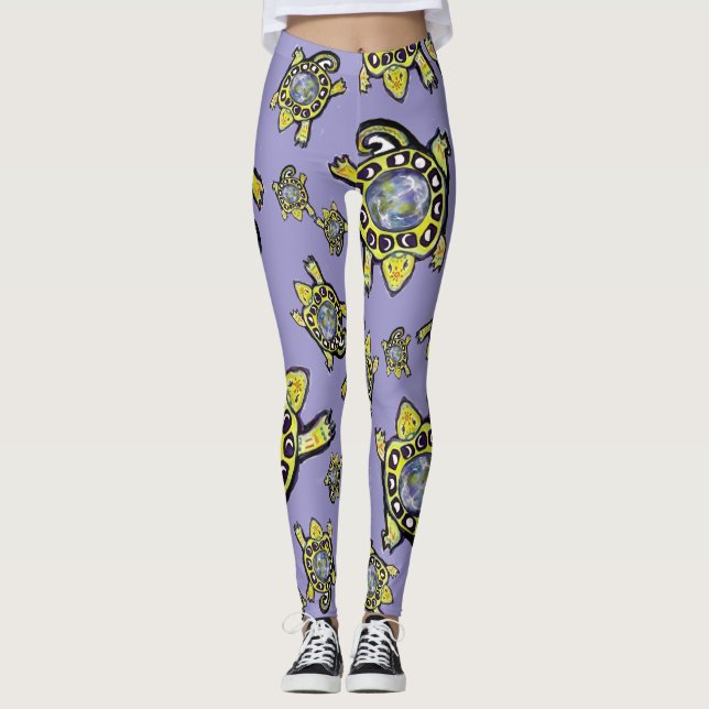 Turtle Earth Måne Maureen Girard Whimsical Leggings (Framsida)
