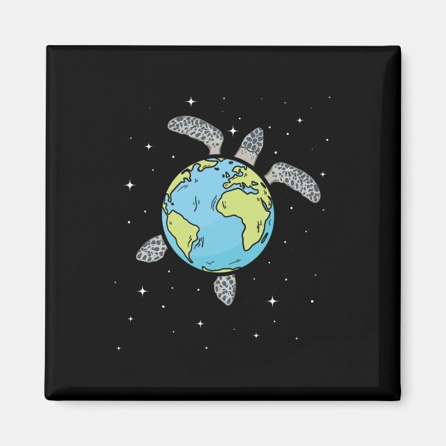 Turtle Earth Sea Turtle Earth Day Turtle Planet Magnet (Framsidan)