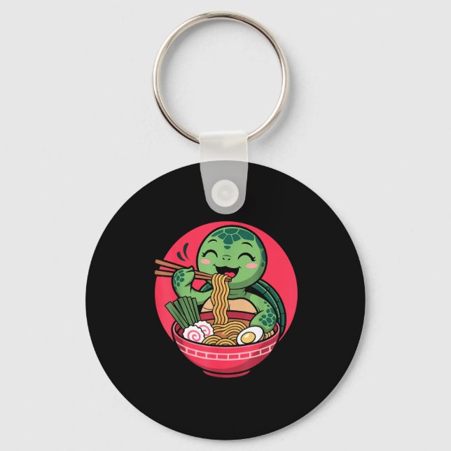 Turtle Eating Ramen Kawaii Turtle Japanese Kawaii  Nyckelring (Framsida)