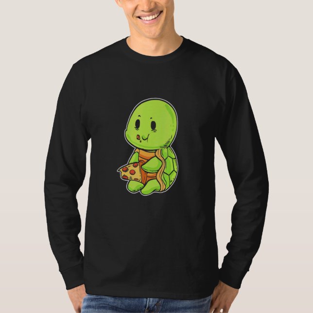 Turtle Eats Pizza Foodie T Shirt (Framsida)