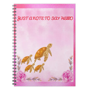 Turtle Family Rosa Watercolor Back to school Girls Anteckningsbok