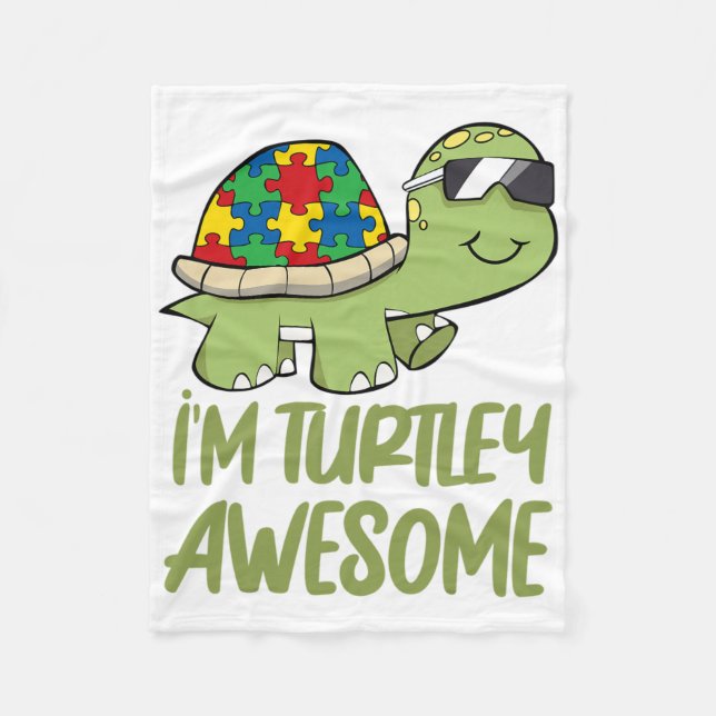 Turtle Fantastisk Autism Awareness Puzzle Biet Fleecefilt (Framsidan)