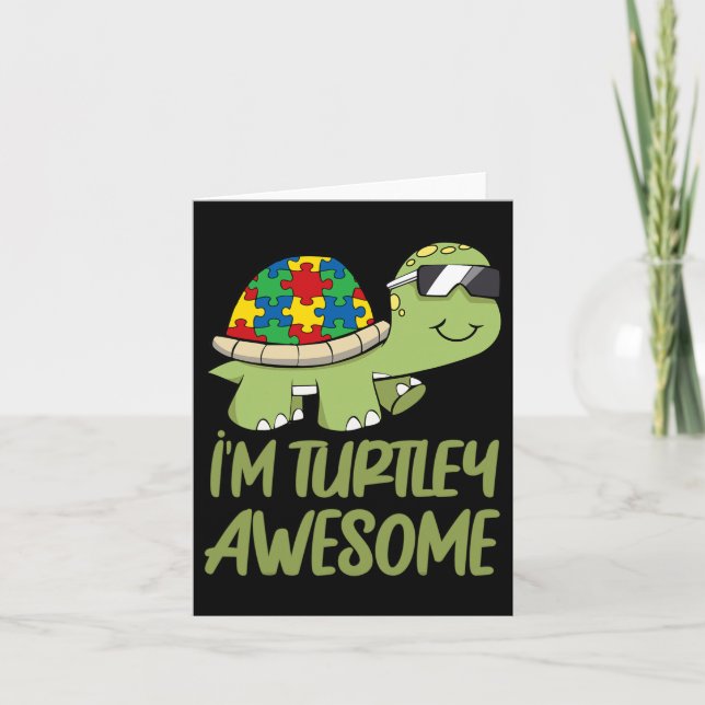 Turtle Fantastisk Autism Awareness Puzzle Biet Kort (Framsida)