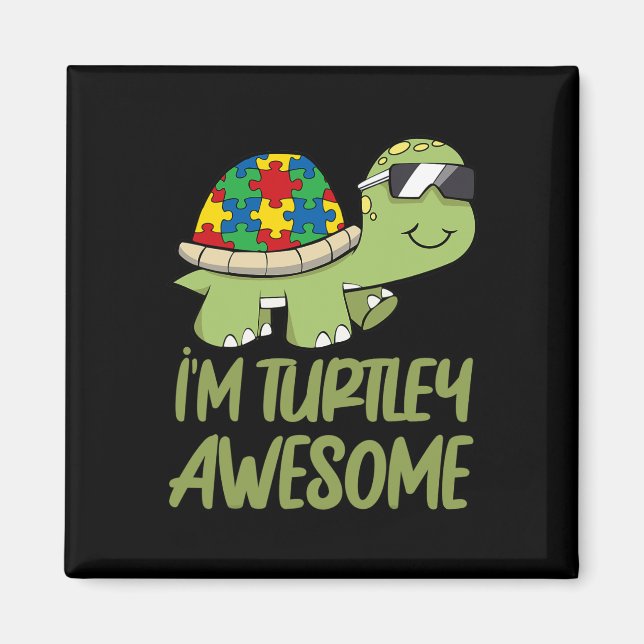 Turtle Fantastisk Autism Awareness Puzzle Biet Magnet (Framsidan)