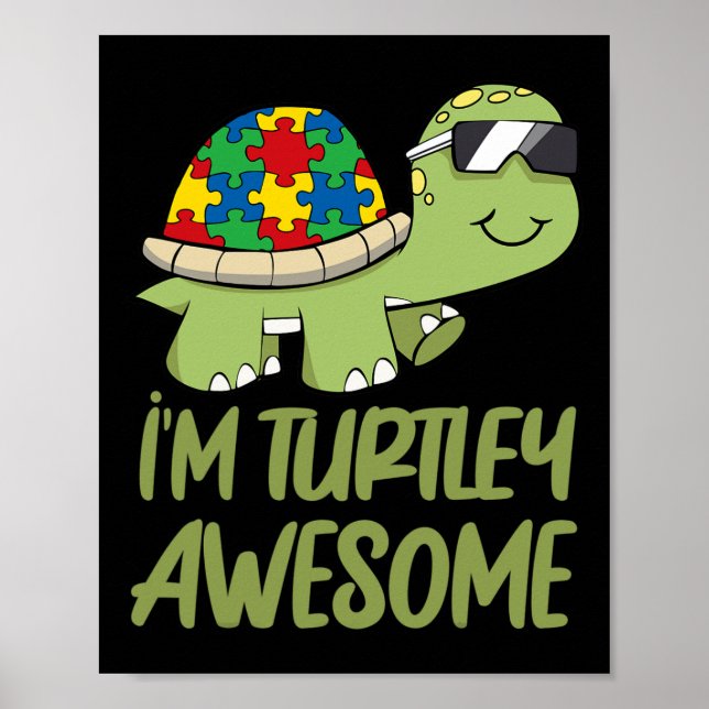 Turtle Fantastisk Autism Awareness Puzzle Biet Poster (Framsidan)