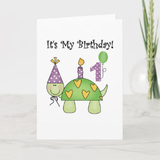 Turtle First Birthday Tshirts och Gifts Kort