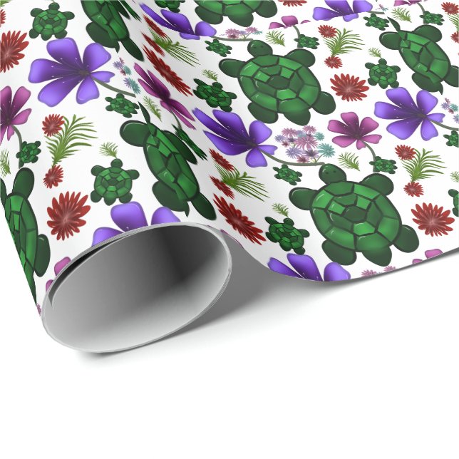 Turtle floral pattern  presentpapper (Rullad Hörn)