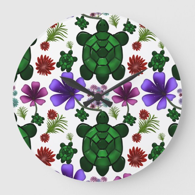 Turtle floral pattern  stor klocka (Framsida)
