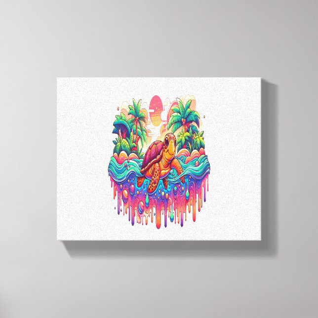 Turtle Flyter i flytande Garden. Canvastryck (Framsida)