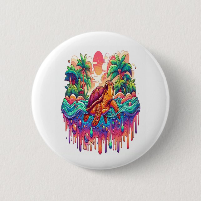 Turtle Flyter i flytande Garden. Knapp (Framsida)