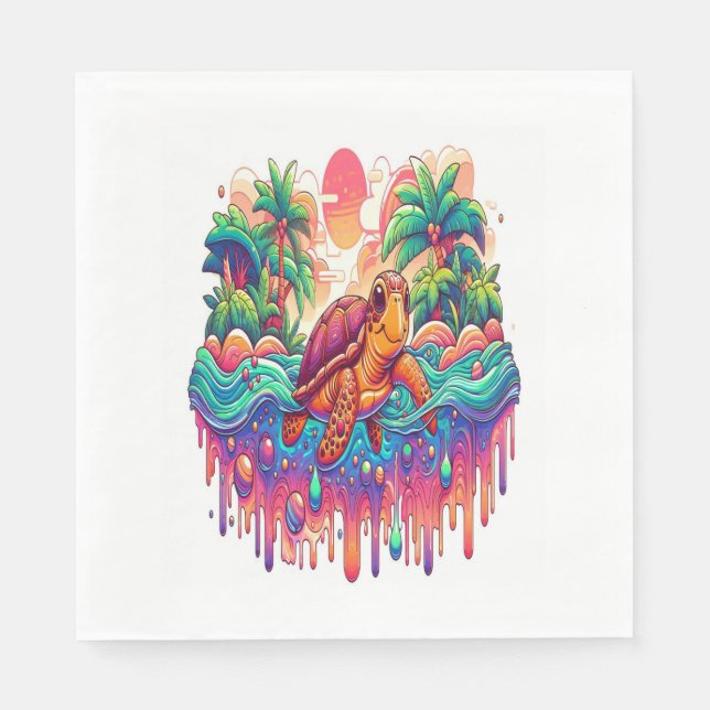 Turtle Flyter i flytande Garden. Pappersservett (Framsidan)