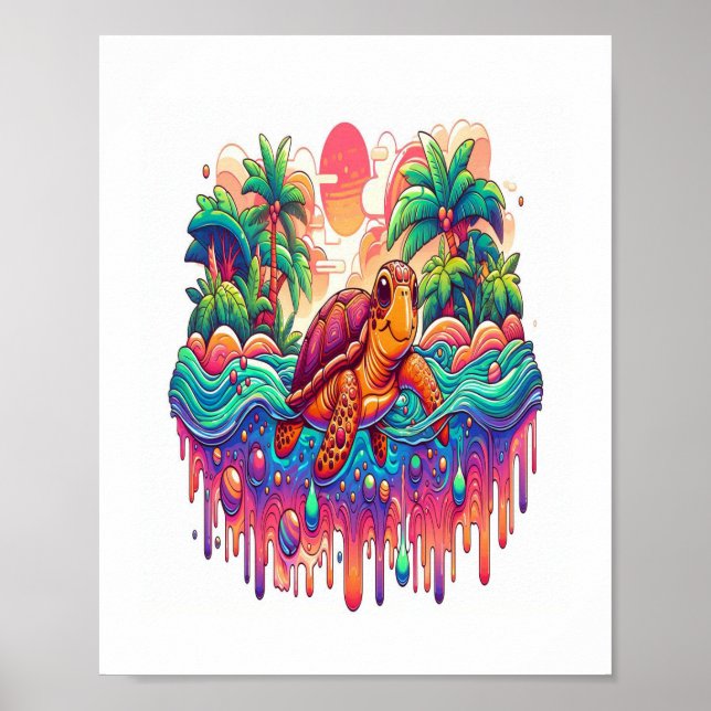 Turtle Flyter i flytande Garden. Poster (Framsidan)