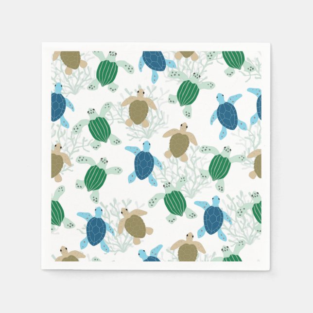 Turtle Födelsedagsfest Watercolor Pappersservett (Framsidan)