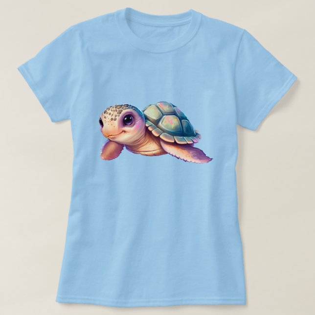 Turtle för Tecknad med färglös Snäcka T Shirt (Design framsida)