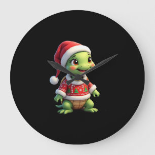 Turtle ful tristesskjorta Santa hatt jul t-shirt ( Stor Klocka