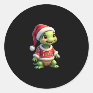 Turtle ful ugly jultröja julhatt jul T-Shirt (1 Runt Klistermärke