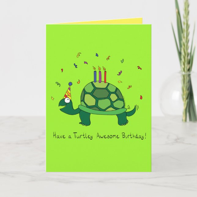 Turtle Funy Birthday Greeting Card Kort (Framsida)