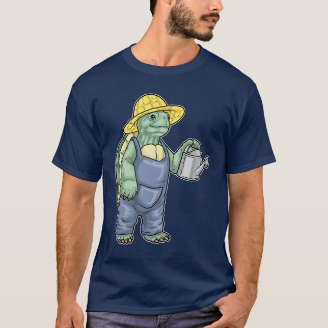 Turtle Gardener Watering kan Garden T Shirt (Framsida)