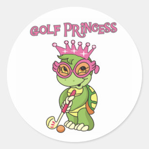Turtle Golf Princess Runt Klistermärke