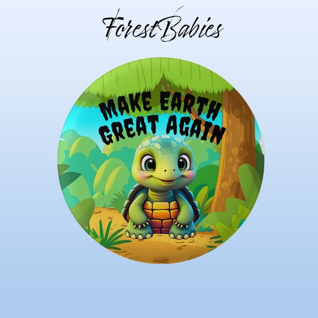 Turtle, gör jorden Underbar igen, Miljö Knapp (Tortoise🐢 ForestBabies Button)