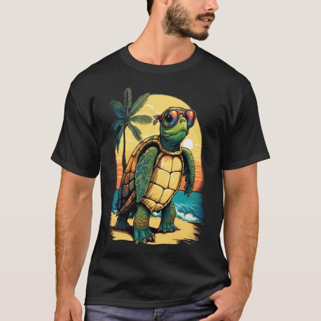 Turtle Hawaiian Sea Turtles Hawaii Tropical Beach T Shirt (Framsida)