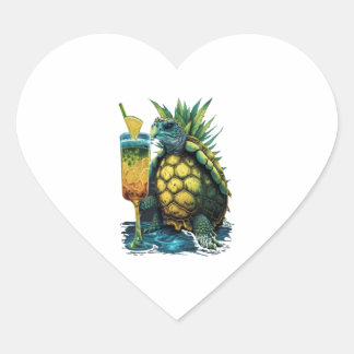 Turtle Hawaiian Sea Turtles Pineapple Aloha Hjärtformat Klistermärke