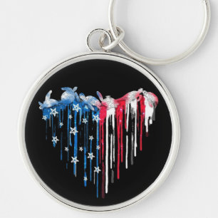 Turtle Heart Watercolor T-Shirt Cute Animal Heart Rund Silverfärgad Nyckelring