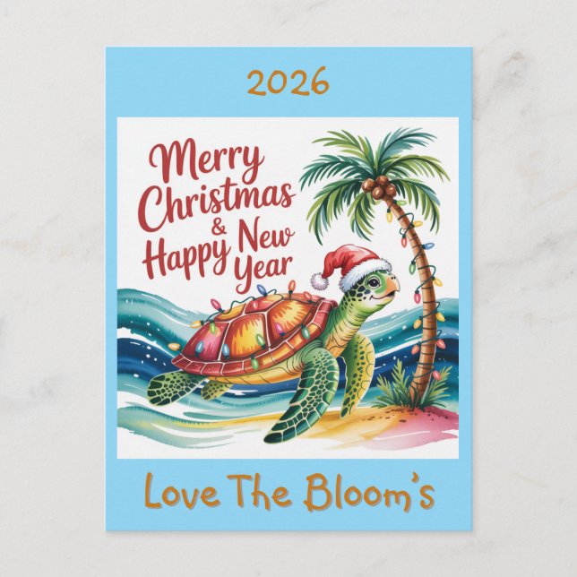 Turtle in jul Paradise Anpassningsbar Helg Vykort (Framsida)