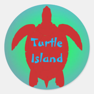 TURTLE ISLAND-klistermärke Runt Klistermärke