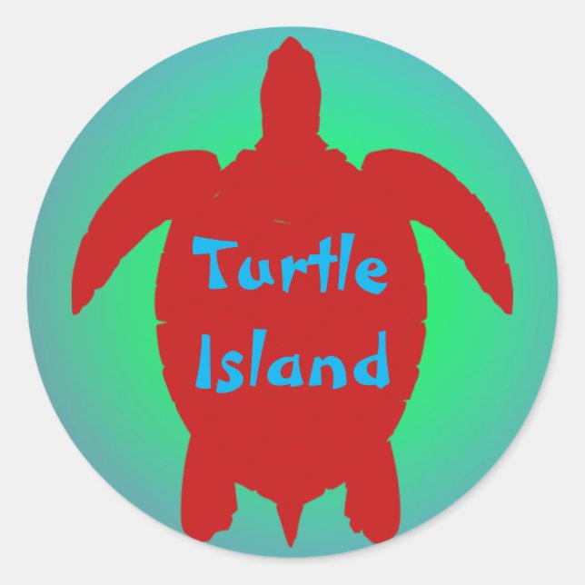TURTLE ISLAND-klistermärke Runt Klistermärke (Framsida)