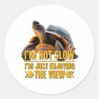 Turtle, jag är inte långsam, jag är bara glad att runt klistermärke