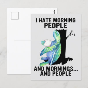 Turtle jag hatar morgonfolk och mornings Cute Sea Vykort