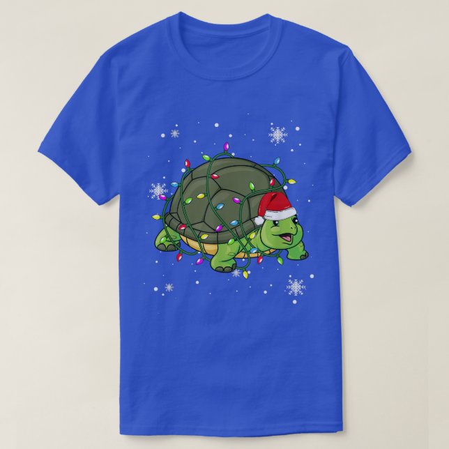 Turtle jul Ljus Led Funny Santa Hat Kristus T Shirt (Design framsida)