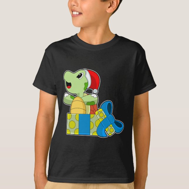 Turtle jul Paket T Shirt (Framsida)
