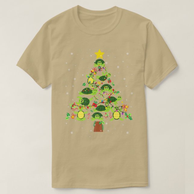 Turtle Julgran God jul Turtle Älskare Paja T Shirt (Design framsida)