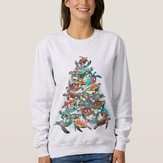 Turtle Julgran Ornament Julafton Träd Toppers T Shirt (Framsida)