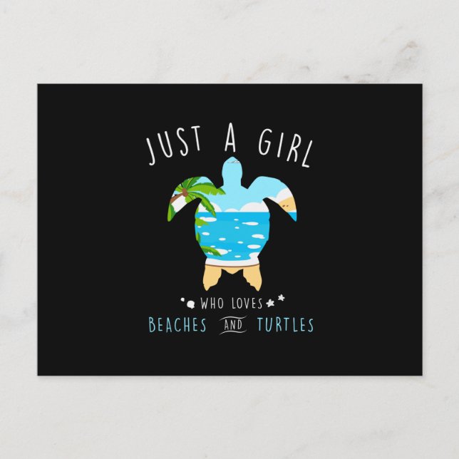 Turtle Just A Girl Who Loves Beachs And Turtles Vykort (Framsida)