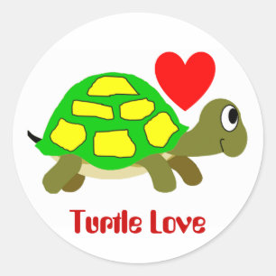 Turtle Kärlek Sticker Runt Klistermärke