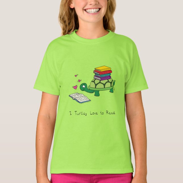Turtle Kärlek to Read Librarian Bok Älskare T Shirt (Framsida)