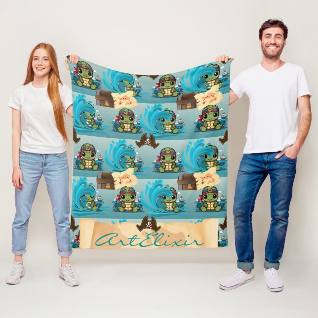 Turtle Kawaii Pirat Fleecefilt (På plats)