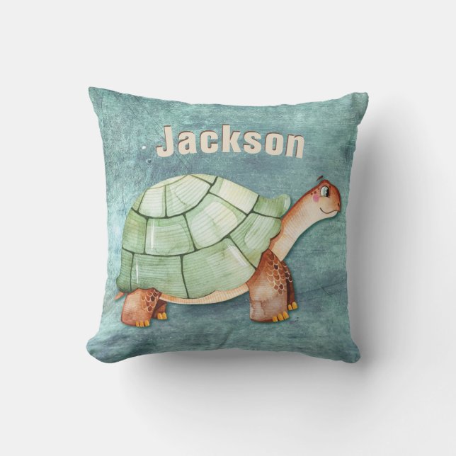 Turtle Kids Room Monogram Namn Kudde (Framsida)