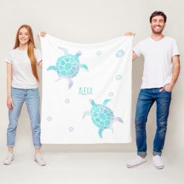 Turtle Kids Under The Sea Watercolor Pastel Fleecefilt