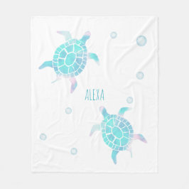 Turtle Kids Under The Sea Watercolor Pastel Fleecefilt