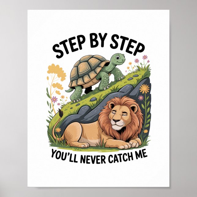Turtle Lejon Funny Poster (Framsidan)