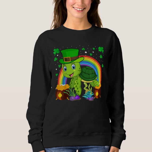 Turtle Leprechaun Hat Turtle Rainbow St Patrick's  T Shirt (Framsida)