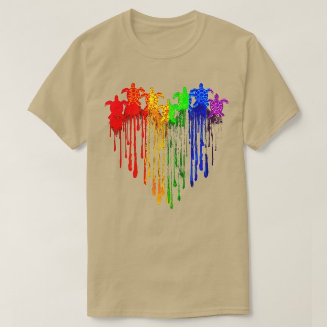 Turtle LGBT Heart T Shirt (Design framsida)