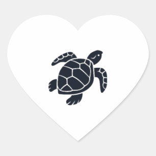 Turtle Logotyp Emblem Red-Eared Slider Tortoise Hjärtformat Klistermärke