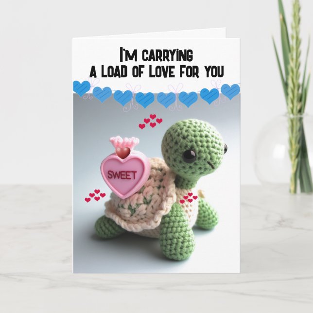 Turtle Love God Alla Hjärtans Dag  Helgkort (Framsida)