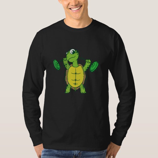 Turtle loves Fitness and lifting Weights T Shirt (Framsida)